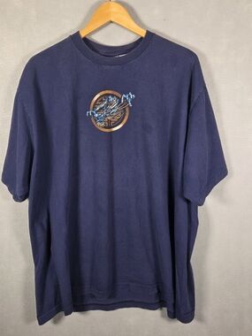 Y2K blue dragon graphic t-shirt (R530)